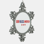 Gott segne Amerika Schneeflocken Zinn-Ornament (Links)