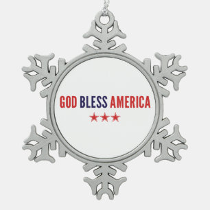 Gott segne Amerika Schneeflocken Zinn-Ornament