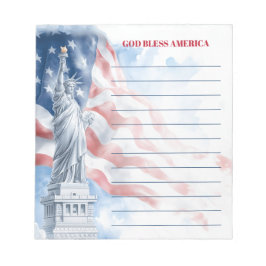 Gott segne Amerika Statue der Freiheit Lined Notizblock