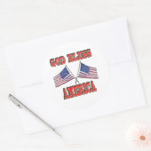 Gott segne Amerika über Flaggen hinweg Runder Aufkleber (Umschlag)