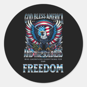 Gott segne Amerika und die Soldaten Runder Aufkleber