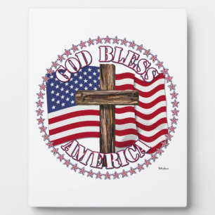 Gott segne Amerika und Kreuz mit USA-Flagge 50 Ste Fotoplatte