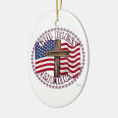 Gott segne Amerika und kreuzen mit US-Flagge 50 St Keramik Ornament (Links)