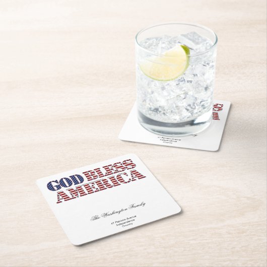 Gott segne Amerika US Flagge Patriotisch Rechteckiger Pappuntersetzer (Vor Ort)