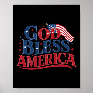 Gott segne Amerika USA-Flagge 4. Juli Patriotisch  Poster