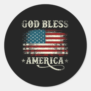 Gott segne Amerika USA-Flagge 4. Juli Patriotisch Runder Aufkleber