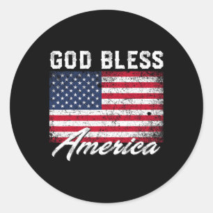 Gott segne Amerika USA-Flagge 4. Juli Patriotisch Runder Aufkleber