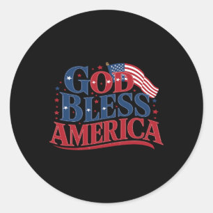 Gott segne Amerika USA-Flagge 4. Juli Patriotisch Runder Aufkleber