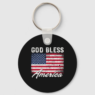 Gott segne Amerika USA-Flagge 4. Juli Patriotisch  Schlüsselanhänger