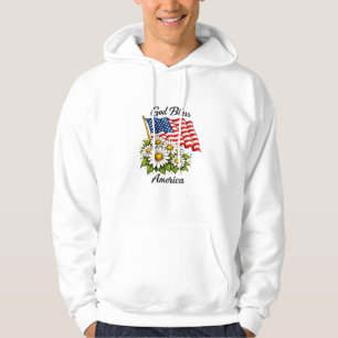 Gott segne Amerika USA-Flagge und Gänseblümchen Bl Hoodie