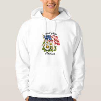 Gott segne Amerika USA-Flagge und Gänseblümchen Bl Hoodie
