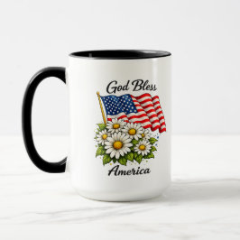 Gott segne Amerika USA-Flagge und Gänseblümchen Bl Tasse