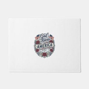 Gott segne Amerika Vintage Patriotisch Floral Fußmatte
