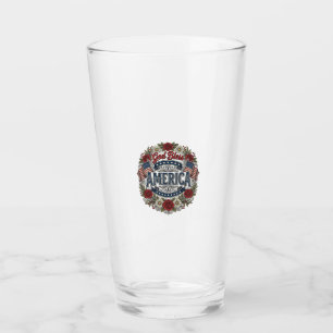 Gott segne Amerika Vintage Patriotisch Floral Glas