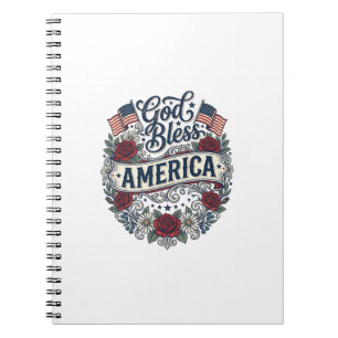 Gott segne Amerika Vintage Patriotisch Floral Notizblock