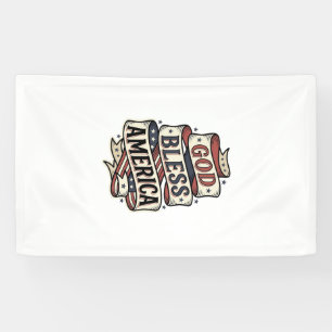 Gott segne Amerika Vintage Patriotisches Vektor-De Banner