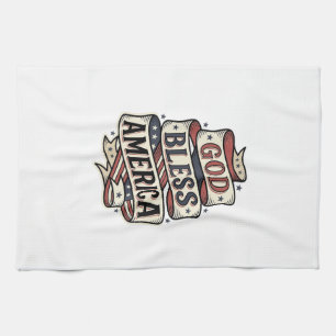 Gott segne Amerika Vintage Patriotisches Vektor-De Geschirrtuch