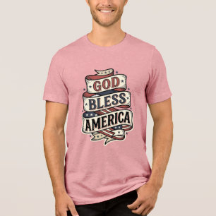 Gott segne Amerika Vintage Patriotisches Vektor-De Tri-Blend Shirt