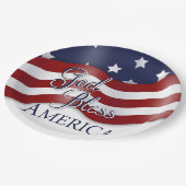 Gott segne Amerika - Wachfahne Pappteller (Schrägansicht)