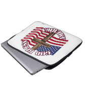 Gott segne Amerikaner mit USA Flag & Cross Laptopschutzhülle (Vorne Knopf)