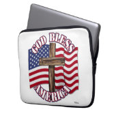 Gott segne Amerikaner mit USA Flag & Cross Laptopschutzhülle (Vorderseite Links)