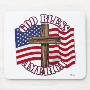 Gott segne Amerikaner mit USA Flag & Cross Mousepad