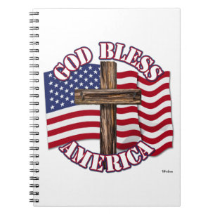 Gott segne Amerikaner mit USA Flag & Cross Notizblock