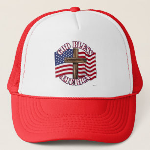 Gott segne Amerikaner mit USA Flag & Cross Truckerkappe