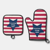 Gott segne amerikanisches Rot Weiß und Blau Ofenhandschuh & Topflappen-Set (Vorderseite)
