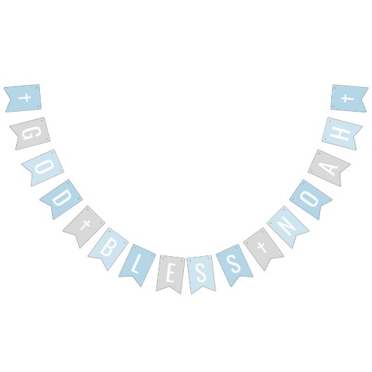 Gott segne Blau und Grau Individuelle Name Taufe Wimpelkette (Alle)