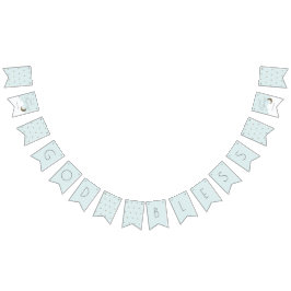 Gott segne Crescent Moon & Stars Blauer Junge Tauf Wimpelkette