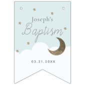 Gott segne Crescent Moon & Stars Blauer Junge Tauf Wimpelkette (Zweite Fahne)