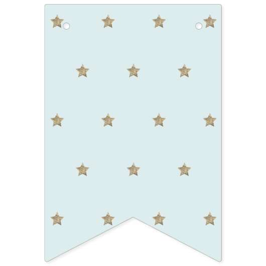 Gott segne Crescent Moon & Stars Blauer Junge Tauf Wimpelkette (Dritte Fahne)