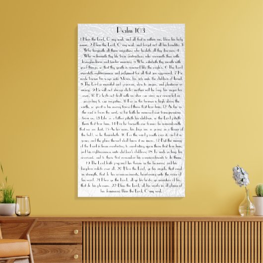 Gott segne den Herrn o mein Soul Bibelverse Psalm  Leinwanddruck (Insitu (Wohnzimmer))