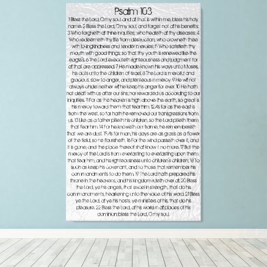 Gott segne den Herrn o mein Soul Bibelverse Psalm Leinwanddruck (Insitu (Holzboden))