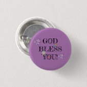 „Gott segne dich“ Christliche Florale Lila Button (Vorne & Hinten)