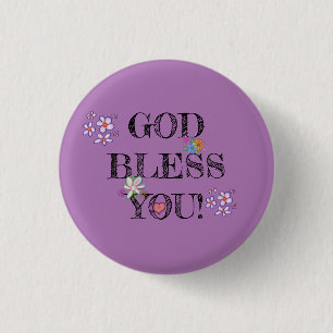 „Gott segne dich“ Christliche Florale Lila Button