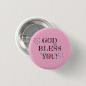 „Gott segne dich“ Christliche Florale Pink Button (Vorne & Hinten)