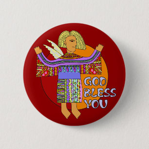 Gott segne dich dunkelrot button