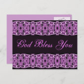 Gott segne dich lila schwarz postkarte (Vorne/Hinten)