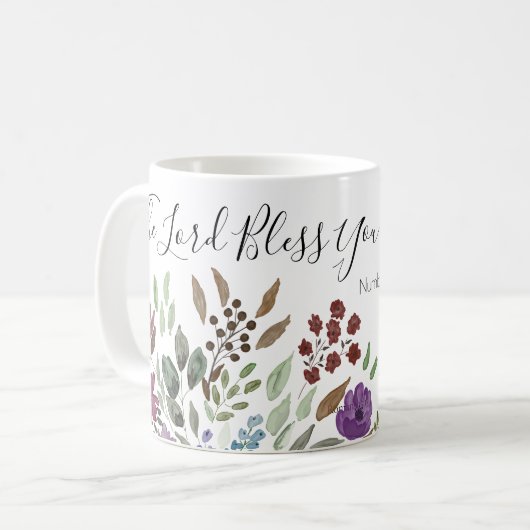 Gott segne dich und Behalt dir die Glaubensskriptu Kaffeetasse (Vorderseite Links)