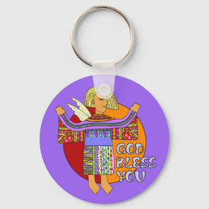 Gott segne dich   violett schlüsselanhänger