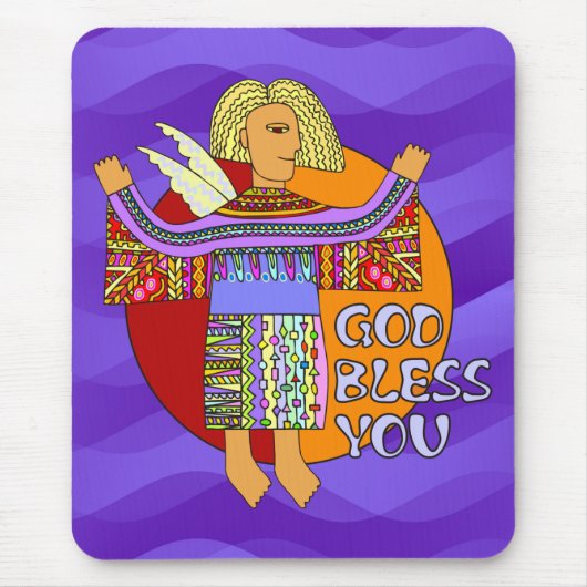 Gott segne dich | violette Wellen Mousepad (Vorne)