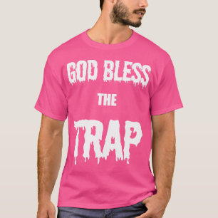 Gott segne die Fallen streenden Buchstaben Rap und T-Shirt