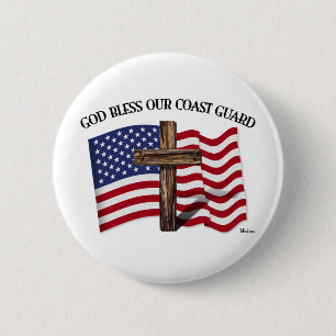 GOTT SEGNE DIE KÜSTENWACHE mit robustem Kreuz & US Button