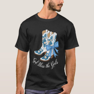 Gott segne die Mädchen Weiße Cowgirl-Stiefel Weste T-Shirt
