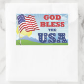 Gott segne die Patriotische Flagge der USA Sonnige Rechteckiger Aufkleber (Tasche)
