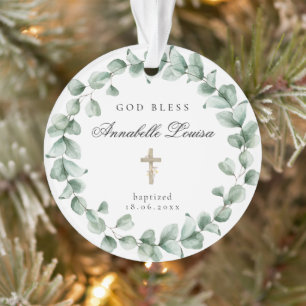 Gott segne die Taufe Eukalyptus Ornament