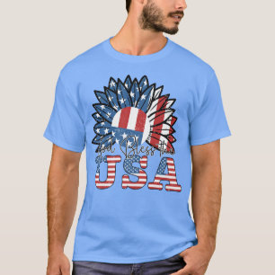 Gott segne die USA, amerikanische Flagge Sonnenblu T-Shirt