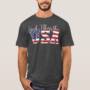 Gott segne Die USA Flag Patriotic 4. Juli Am T-Shirt